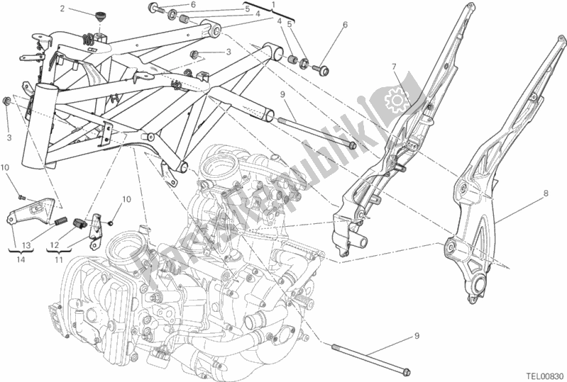 Wszystkie części do Rama Ducati Diavel Carbon FL Thailand-Brasil 1200 2015 Wszystkie części do Rama Ducati Diavel Carbon FL Thailand-Brasil 1200 2015